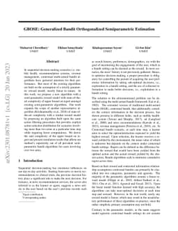 GBOSE: Generalized Bandit Orthogonalized Semiparametric Estimation