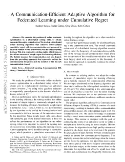 A Communication-Efficient Adaptive Algorithm for Federated Learning
  under Cumulative Regret