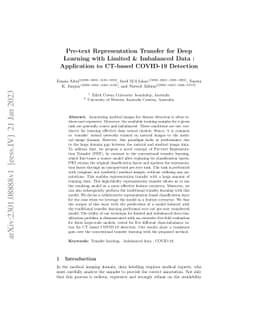 Pre-text Representation Transfer for Deep Learning with Limited
  Imbalanced Data : Application to CT-based COVID-19 Detection
