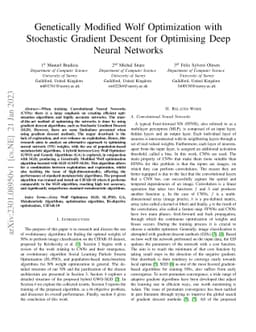 Genetically Modified Wolf Optimization with Stochastic Gradient Descent
  for Optimising Deep Neural Networks