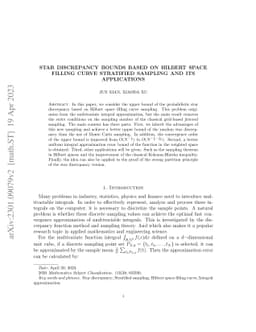 Star discrepancy bounds based on Hilbert space filling curve stratified
  sampling and its applications