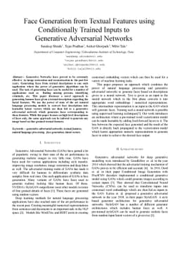 Face Generation from Textual Features using Conditionally Trained Inputs
  to Generative Adversarial Networks