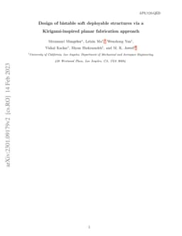 Design of Bistable Soft Deployable Structures via a Kirigami-inspired
  Planar Fabrication Approach