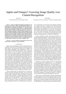 Apples and Oranges? Assessing Image Quality over Content Recognition
