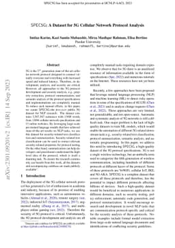 SPEC5G: A Dataset for 5G Cellular Network Protocol Analysis