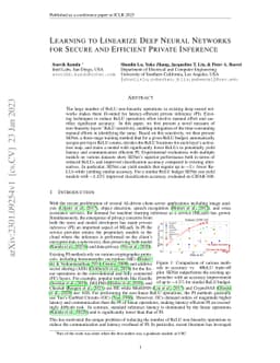 Learning to Linearize Deep Neural Networks for Secure and Efficient
  Private Inference