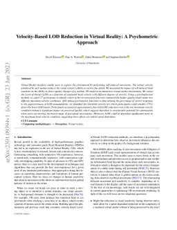 Velocity-Based LOD Reduction in Virtual Reality: A Psychometric Approach