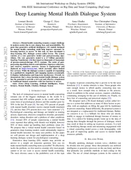 Deep Learning Mental Health Dialogue System