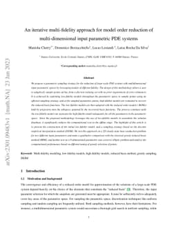 An iterative multi-fidelity approach for model order reduction of
  multi-dimensional input parametric PDE systems