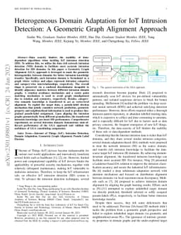 Heterogeneous Domain Adaptation for IoT Intrusion Detection: A Geometric
  Graph Alignment Approach