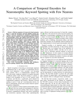 A Comparison of Temporal Encoders for Neuromorphic Keyword Spotting with
  Few Neurons
