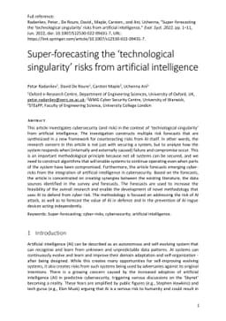 Super forecasting the technological singularity risks from artificial
  intelligence