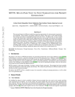 MTTN: Multi-Pair Text to Text Narratives for Prompt Generation