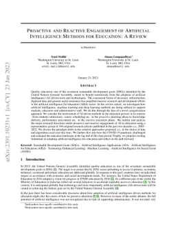 Proactive and Reactive Engagement of Artificial Intelligence Methods for
  Education: A Review