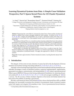 Learning Dynamical Systems from Data: A Simple Cross-Validation
  Perspective, Part V: Sparse Kernel Flows for 132 Chaotic Dynamical Systems