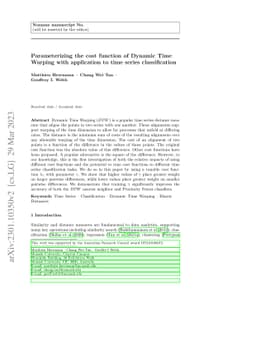 Parameterizing the cost function of Dynamic Time Warping with
  application to time series classification