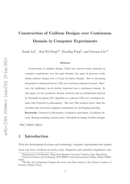 Construction of Uniform Designs over Continuous Domain in Computer
  Experiments