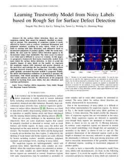 Learning Trustworthy Model from Noisy Labels based on Rough Set for
  Surface Defect Detection