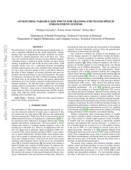 On Batching Variable Size Inputs for Training End-to-End Speech
  Enhancement Systems