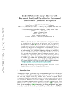 Faster DAN: Multi-target Queries with Document Positional Encoding for
  End-to-end Handwritten Document Recognition