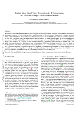 Implicit Shape Model Trees: Recognition of 3-D Indoor Scenes and
  Prediction of Object Poses for Mobile Robots