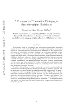 A Framework of Transaction Packaging in High-throughput Blockchains