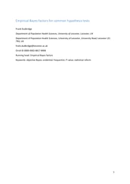 Empirical Bayes factors for common hypothesis tests