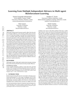 Learning from Multiple Independent Advisors in Multi-agent Reinforcement
  Learning