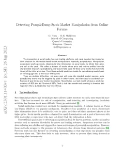 Detecting Pump&Dump Stock Market Manipulation from Online Forums