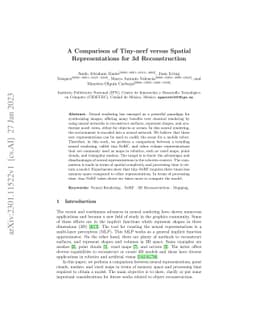 A Comparison of Tiny-nerf versus Spatial Representations for 3d
  Reconstruction