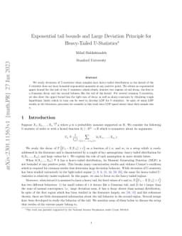 Exponential tail bounds and Large Deviation Principle for Heavy-Tailed
  U-Statistics