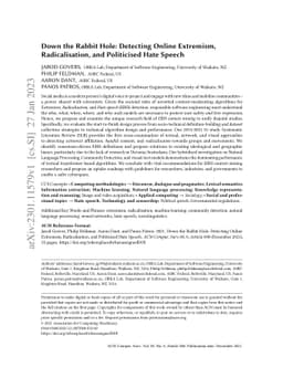 Down the Rabbit Hole: Detecting Online Extremism, Radicalisation, and
  Politicised Hate Speech