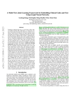 A Multi-View Joint Learning Framework for Embedding Clinical Codes and
  Text Using Graph Neural Networks