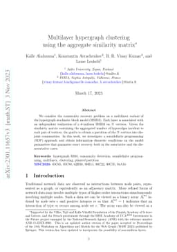 Multilayer hypergraph clustering using the aggregate similarity matrix