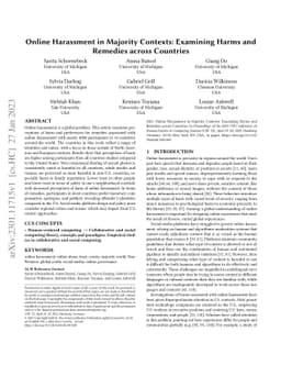 Online Harassment in Majority Contexts: Examining Harms and Remedies
  across Countries