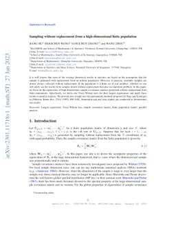 Sampling without replacement from a high-dimensional finite population