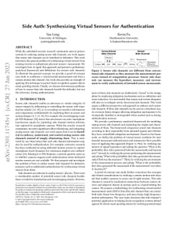 Side Auth: Synthesizing Virtual Sensors for Authentication