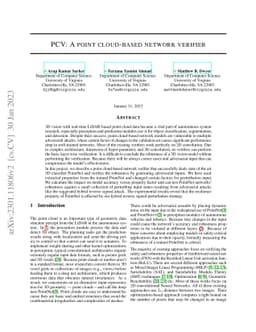 PCV: A Point Cloud-Based Network Verifier