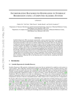 Incorporating Background Knowledge in Symbolic Regression using a
  Computer Algebra System
