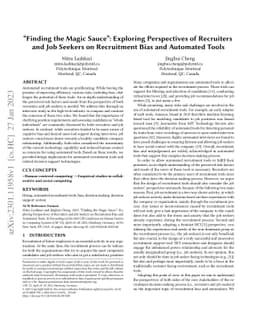 "Finding the Magic Sauce": Exploring Perspectives of Recruiters and Job
  Seekers on Recruitment Bias and Automated Tools
