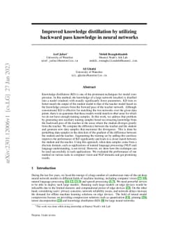 Improved knowledge distillation by utilizing backward pass knowledge in
  neural networks