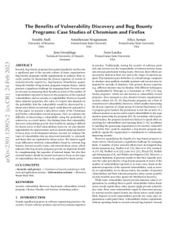 The Benefits of Vulnerability Discovery and Bug Bounty Programs: Case
  Studies of Chromium and Firefox