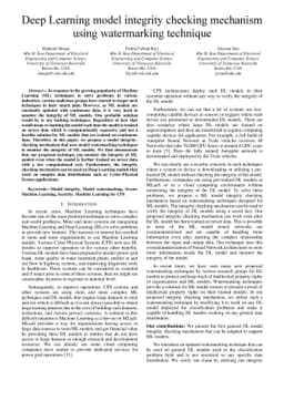 Deep Learning model integrity checking mechanism using watermarking technique