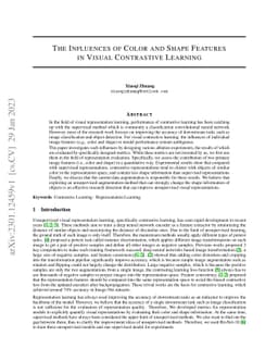 The Influences of Color and Shape Features in Visual Contrastive
  Learning