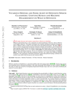 Vicarious Offense and Noise Audit of Offensive Speech Classifiers:
  Unifying Human and Machine Disagreement on What is Offensive