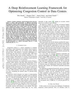 A Deep Reinforcement Learning Framework for Optimizing Congestion
  Control in Data Centers