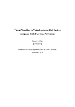Threat Modelling in Virtual Assistant Hub Devices Compared With User
  Risk Perceptions (2021)