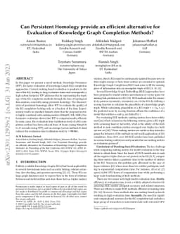 Can Persistent Homology provide an efficient alternative for Evaluation
  of Knowledge Graph Completion Methods?