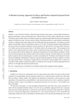 A Machine Learning Approach for Player and Position Adjusted Expected
  Goals in Football (Soccer)