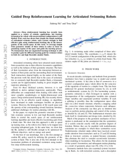 Guided Deep Reinforcement Learning for Articulated Swimming Robots